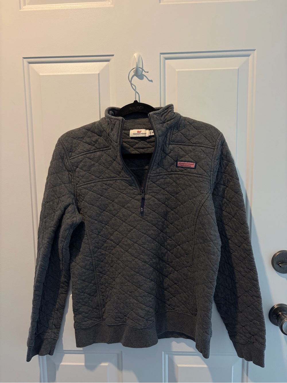 Vineyard Vines Charcoal Quilted Quarter-Zip Pullover